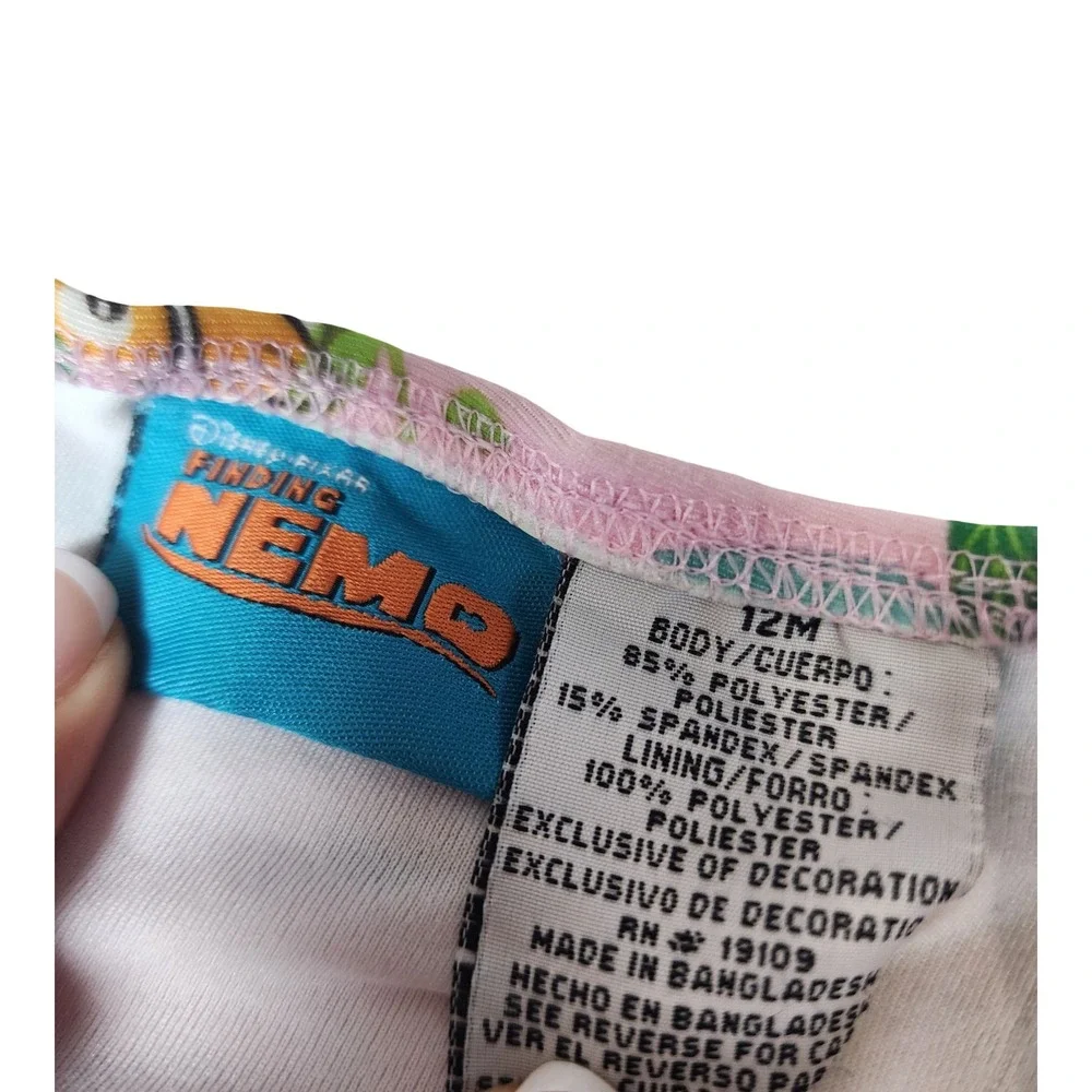 Disney Pixar Finding Nemo Baby Girls Pink One Piece Swimsuit 3D Flower 12M